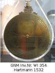 Astrolab Georg Hartmann, Nürnberg, 1532 Rückseite