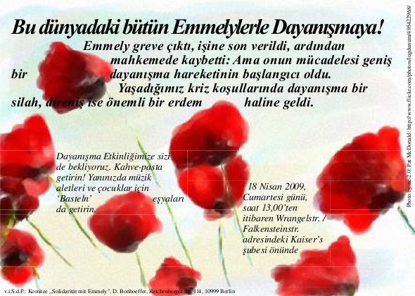 Bu dünyadaki bütün Emmelylerle Dayanismaya!